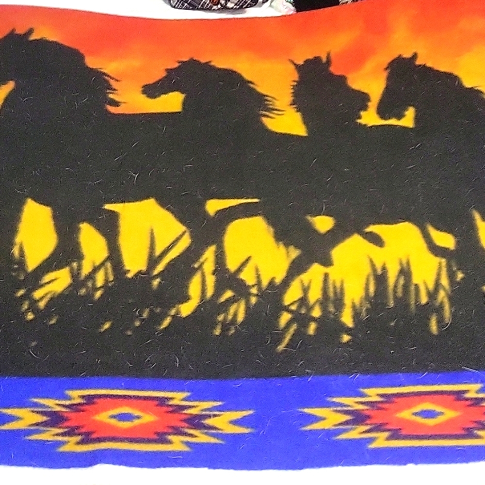 Fleece fabric material horses